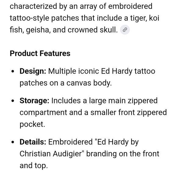Ed Hardy Purple Backpack with Artistic Patches